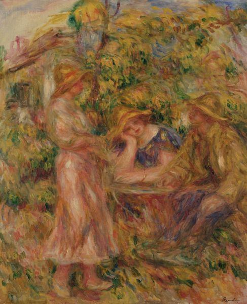 Pierre Auguste Renoir Three Figures in Landscape